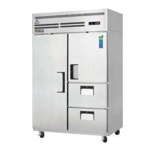 Everest ESR2D2 49″ Two Section Reach-In Refrigerator, 1 Solid Full Door / 1 Solid Half Door / 2 Drawers, Top Mount, Stainless Steel, 48 cu. ft.