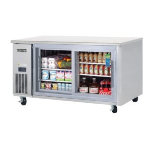 Everest ETGR2 59″ Two Section Undercounter Refrigerator w/ 2 Sliding Glass Doors, 18 cu. ft.