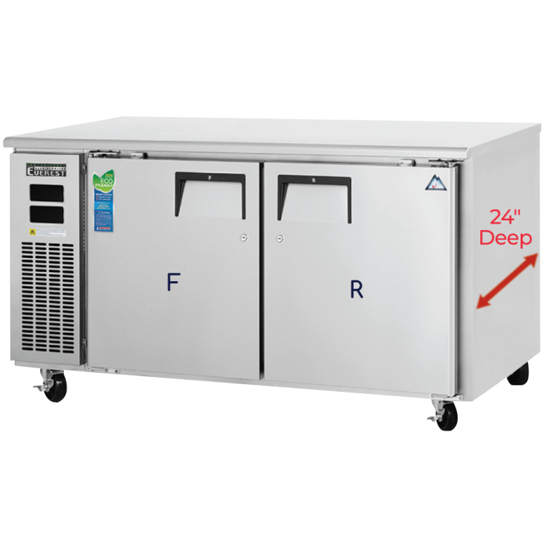 Everest Refrigeration ETRF2-24 59" Undercounter/Worktop Refrigerator Freezer w/ 2 Doors