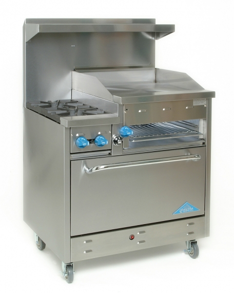 Comstock-Castle F330-24B 36" Gas Restaurant Range w/ (2) Open Burners, (1) 24" Raised Griddle, (1) Standard Oven, 132.000 BTU