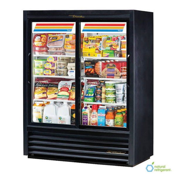 True GDM-41SL-60-HC-LD 47" 2-Section Glass Sliding Door Refrigerated Merchandiser