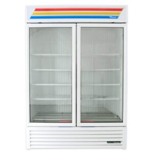 True GDM-49F-HC~TSL01 54″ Two Glass Swing Door Merchandiser Freezer in White, 44 Cu. Ft.