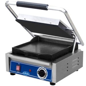 Globe GSG10 Single Commercial Panini Press w/ Cast Iron Smooth Plates, 120v