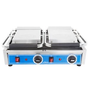 Globe GSGDUE10 Double Commercial Panini Press w/ Cast Iron Smooth Plates, 240v/1ph