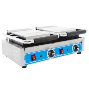 Globe GSGDUE10 Double Commercial Panini Press w/ Cast Iron Smooth Plates, 240v/1ph