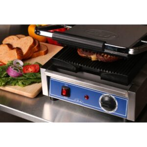 Globe GPG10 Single Commercial Panini Press w/ Cast Iron Grooved Plates, 120v