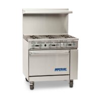 Imperial IR-6 36″ Gas Restaurant Range w/ (6) Open Burners, (1) Standard Oven, 227.000 BTU