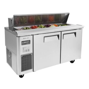 Turbo Air JST-60-N 59″ Two Section Sandwich / Salad Prep Table w/ 2 Doors, 14 Pans