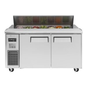 Turbo Air JST-60-N 59″ Two Section Sandwich / Salad Prep Table w/ 2 Doors, 14 Pans