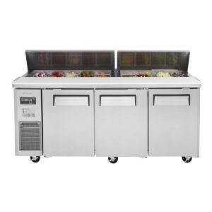 Turbo Air JST-72-N 70″ Three Section Sandwich / Salad Prep Table w/ 3 Doors, 18 Pans