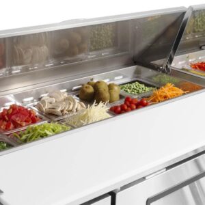 Turbo Air JST-72-N 70″ Three Section Sandwich / Salad Prep Table w/ 3 Doors, 18 Pans