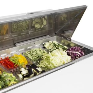 Turbo Air JST-72-N 70″ Three Section Sandwich / Salad Prep Table w/ 3 Doors, 18 Pans