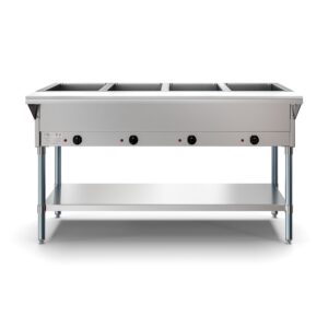 Koolmore KM-OWS-4 58″ Electric Steam Table with Undershelf, (4) Open Wells