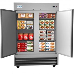 Koolmore RIF-2D-SS 54″ Two Section Reach-In Freezer w/ 2 Solid Doors, 47 cu ft.