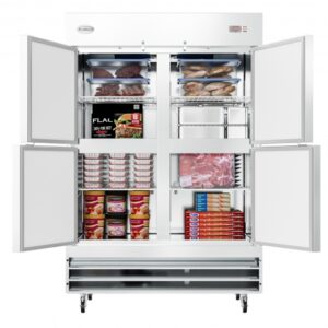 Koolmore RIF-2D-SSHD 54″ Two Section Reach-In Freezer w/ 4 Half Solid Doors, 47 cu ft.