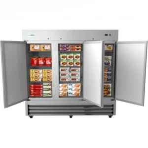 Koolmore RIF-3D-SS 81″ Three Section Reach-In Freezer w/ 3 Solid Doors, 72 cu ft.