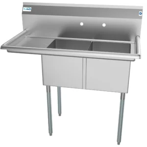 Koolmore SB141611-12L3 43″ Two Compartment Sink, 14″W x 16″L Bowl With Left-Hand Drainboard