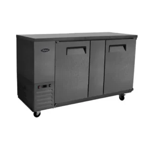 Atosa SBB69GRAUS2 69″ Shallow Depth Double Solid Door Back Bar Cooler (Black exterior & stainless steel interior)