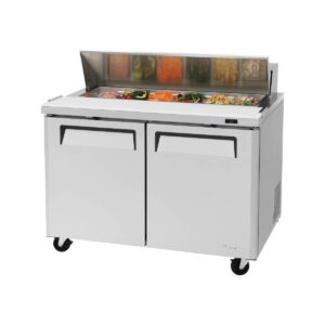 Turbo Air MST-48-N 48″ Two Section Sandwich / Salad Prep Table w/ 2 Doors, 12 Pans