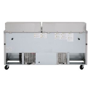 Turbo Air MST-72-N 72″ Three Section Sandwich / Salad Prep Table w/ 3 Doors, 18 Pans