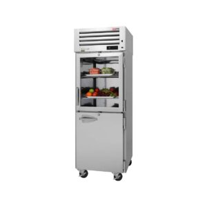 Turbo Air PRO-26R-GSH-N 28″ One Section Reach-In Refrigerator w/ Glass & Solid Half Door, Top Mount, Stainless Steel, 25 cu. ft.