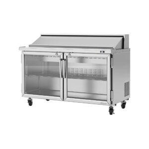 Turbo Air PST-60-G-N 60″ Two Section Sandwich / Salad Prep Table w/ 2 Glass Doors, 16 Pans