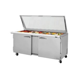 Turbo Air PST-72-30-N-GL 72″ Mega Top Sandwich/Salad Prep Table w/ 2 Doors, 30 Pans