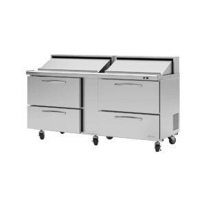 Turbo Air PST-72-D4-N 72″ Two Section Sandwich / Salad Prep Table w/ 4 Drawers, 18 Pans