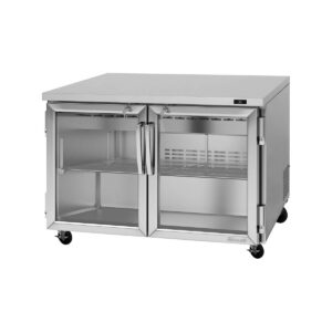Turbo Air PUR-48-G-N 48" 2-Section Undercounter Refrigerator w/ 2 Glass Doors, 12.2 cu. ft. - Image 1