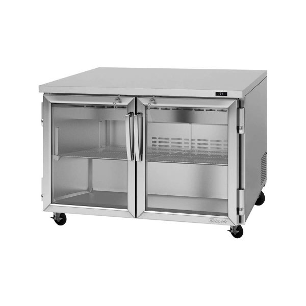 Turbo Air PUR-48-G-N 48" 2-Section Undercounter Refrigerator w/ 2 Glass Doors, 12.2 cu. ft.