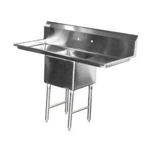 Serv-Ware 1CWPH18182-18 54″ One Compartment Sink, 18″W x 18″L Bowl With 2 Drainboards/16 Gauge