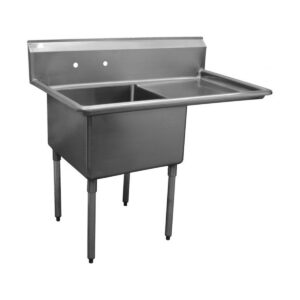 Serv-Ware 1CWPH1824R-24 46″ One Compartment Sink, 18″W x 24″L Bowl With Right-Hand Drainboards