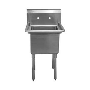 Serv-Ware 1CWPH1824 23″ One Compartment Sink, 18″W x 24″L Bowl Without Drainboards/16 Gauge