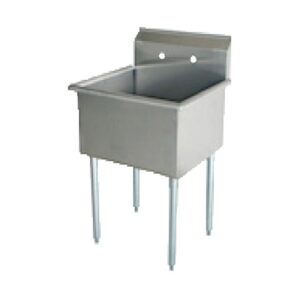 Serv-Ware BS1-1821 21″ One Compartment Sink, 18″W x 21″L Bowl Without Drainboards/18 Gauge