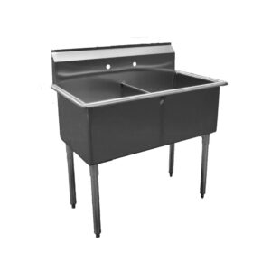 Serv-Ware D2CWP1818 41″ Two Compartment Sink, 18″W x 18″L Bowl Without Drainboard