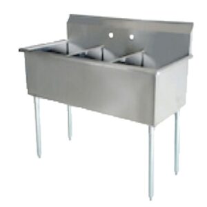 Serv-Ware BS3-2424 75″ Three Compartment Sink, 24″W x 24″L Bowl Without Drainboard