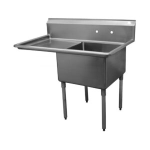 Serv-Ware D1CWP1818L-18 38.5″ One Compartment Sink, 18″W x 18″L Bowl With Left-Hand Drainboards