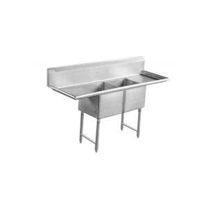 Serv-Ware D2CWP16202-18 68″ Two Compartment Sink, 16″W x 20″L Bowl With 2 Drainboards