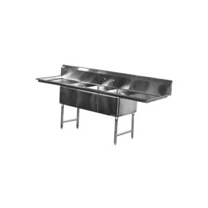 Serv-Ware D3CWP18182-18 90″ Three Compartment Sink, 18″W x 18″L Bowl With 2 Drainboards