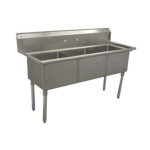 Serv-Ware D3CWP1818 59″ Three Compartment Sink, 18″W x 18″L Bowl Without Drainboard