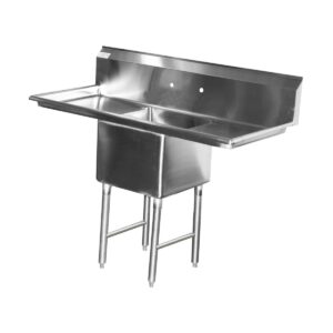 Serv-Ware E1CWP18182-18 54″ One Compartment Sink, 18″W x 18″L Bowl With 2 Drainboards