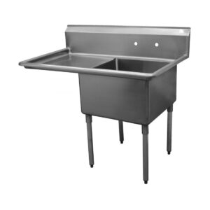 Serv-Ware E1CWP1818L-18 38.5″ One Compartment Sink, 18″W x 18″L Bowl With Left-Hand Drainboards