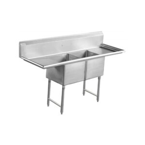 Serv-Ware E2CWP24242-24 96″ Two Compartment Sink, 24″W x 24″L Bowl With 2 Drainboards