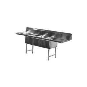 Serv-Ware E3CWP18182-18 90″ Three Compartment Sink, 18″W x 18″L Bowl With 2 Drainboards