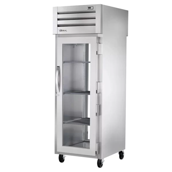 True STG1RPT-1G-1G-HC 27 1/2" One Section Pass Thru Refrigerator, (2) Right Hinge Glass Doors, 115v