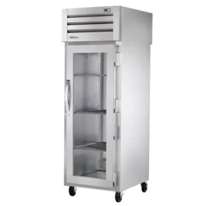 True STG1RPT-1G-1S-HC 27 1/2″ One Section Pass Thru Refrigerator, (1) Glass Door, (1) Solid Door, Right Hinge, 115v