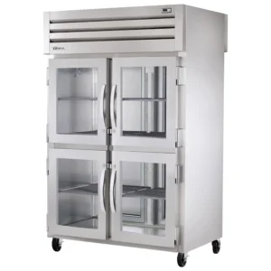 True STG2RPT-4HG-2S-HC 52 5/8″ Two Section Pass Thru Refrigerator, (4) Glass Doors, (2) Solid Doors, Left/Right Hinge, 115v