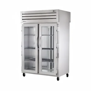 True STR2RPT-2G-2S-HC 52 3/5″ Two Section Pass Thru Refrigerator, (2) Glass Doors, (2) Solid Doors, Left/Right Hinge, 115v