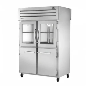 True STR2RPT-2HG/2HS-2S-HC 52 3/5″ Two Section Pass Thru Refrigerator, (2) Glass Doors, (4) Solid Doors, Left/Right Hinge, 115v