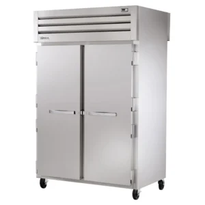 True STR2RPT-2S-2G-HC 52 3/5″ Two Section Pass Thru Refrigerator, (2) Glass Doors, (2) Solid Doors, Left/Right Hinge, 115v